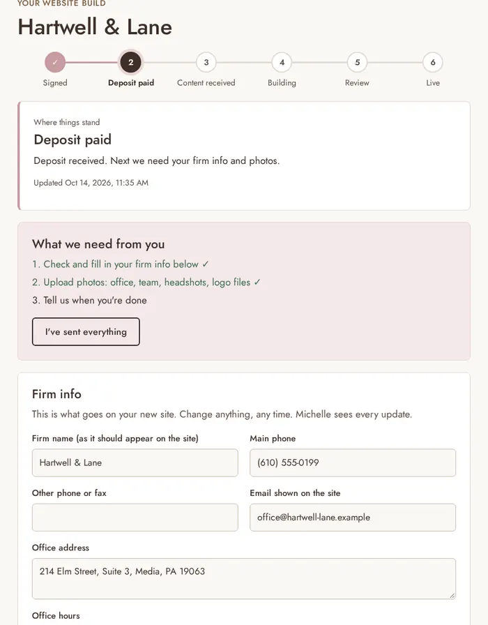 Client Portal screen