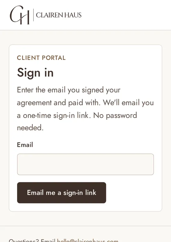 The live portal sign-in page on a phone